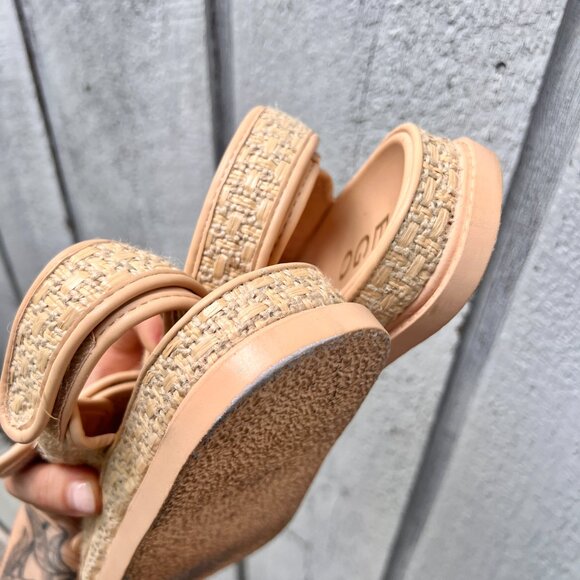 Ego Official  Hyped Double Strap Flat Dad Sandal In Natural Nude Woven Fabric - Picture 7 of 12